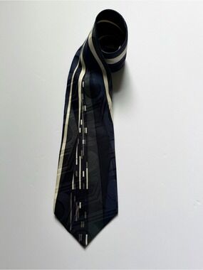 Vintage Proliforni Milano 100% Italian Silk Tie Abstract Geometric Wide 4”